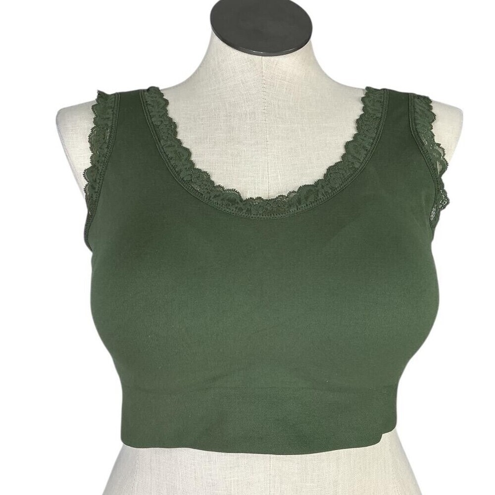 Torrid Flirt Scoop Bralette Womens 3X Green Lightly Lined Lace Trim Padded NEW